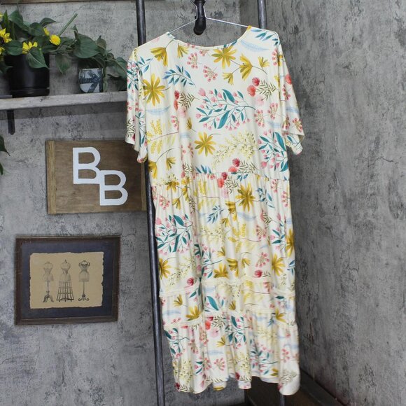 NEW White Mark Womens Knit Crochet Trim Midi Dress Cream Floral Off White 2XL - Picture 2 of 5